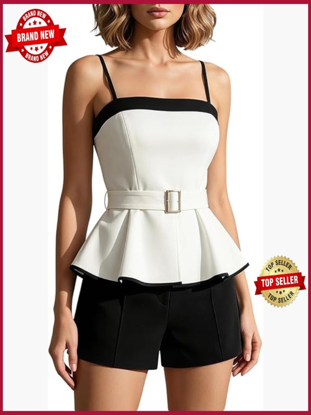 Elegant Peplum Crop Top and High Waist Shorts Set